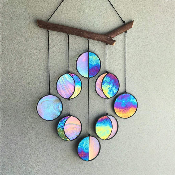 Hanging Ornaments Garland-Decor Mirror Art-Rainbow-Moon-Phase Boho Home Chic