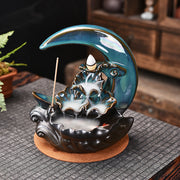 The Moon Backflow Incense Burner Holder Smoke Waterfall Incense Sticks Holder Home Decor