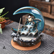 The Moon Backflow Incense Burner Holder Smoke Waterfall Incense Sticks Holder Home Decor