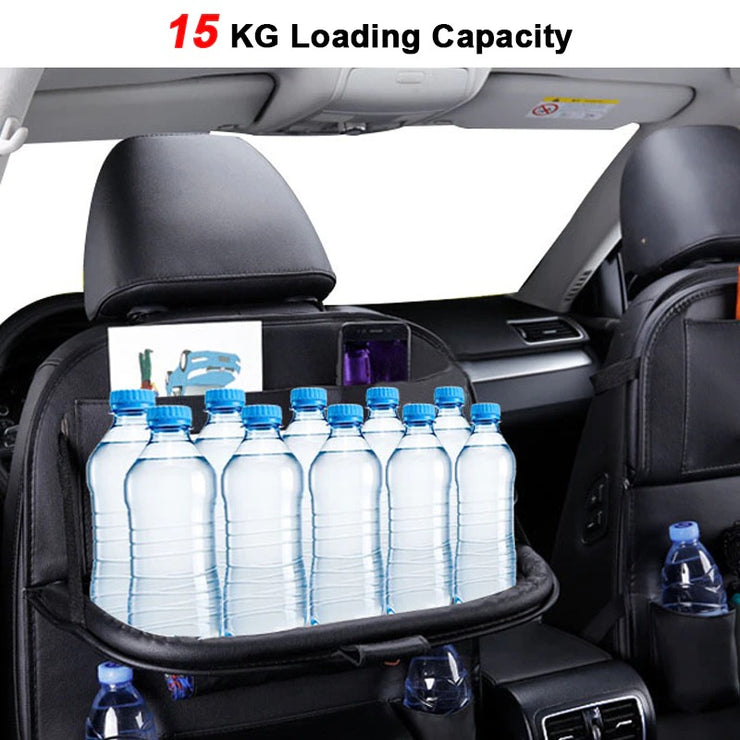 Car Seat Back  Pu Leather Pad Bag Car Storage Organizer Foldable Table Tray Travel Storage Bag Auto Accessories