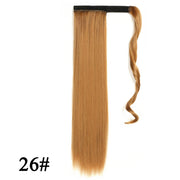 Leeons 20&#39;&#39; Synthetic Ponytail Hair pieces Heat Resistant Fiber Straight Ribbon Clip In Hair Extension 21 colors Brown Black