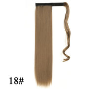 Leeons 20&#39;&#39; Synthetic Ponytail Hair pieces Heat Resistant Fiber Straight Ribbon Clip In Hair Extension 21 colors Brown Black