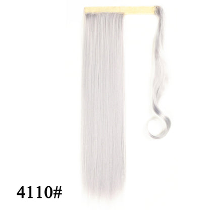 Leeons 20&#39;&#39; Synthetic Ponytail Hair pieces Heat Resistant Fiber Straight Ribbon Clip In Hair Extension 21 colors Brown Black