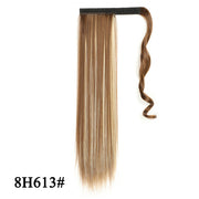 Leeons 20&#39;&#39; Synthetic Ponytail Hair pieces Heat Resistant Fiber Straight Ribbon Clip In Hair Extension 21 colors Brown Black