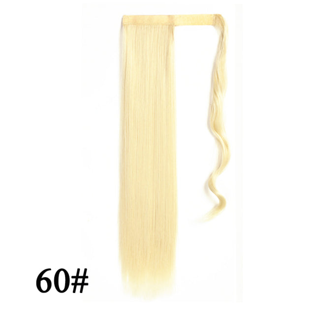 Leeons 20&#39;&#39; Synthetic Ponytail Hair pieces Heat Resistant Fiber Straight Ribbon Clip In Hair Extension 21 colors Brown Black