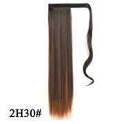 Leeons 20&#39;&#39; Synthetic Ponytail Hair pieces Heat Resistant Fiber Straight Ribbon Clip In Hair Extension 21 colors Brown Black