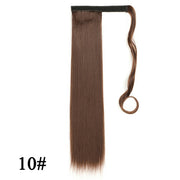 Leeons 20&#39;&#39; Synthetic Ponytail Hair pieces Heat Resistant Fiber Straight Ribbon Clip In Hair Extension 21 colors Brown Black