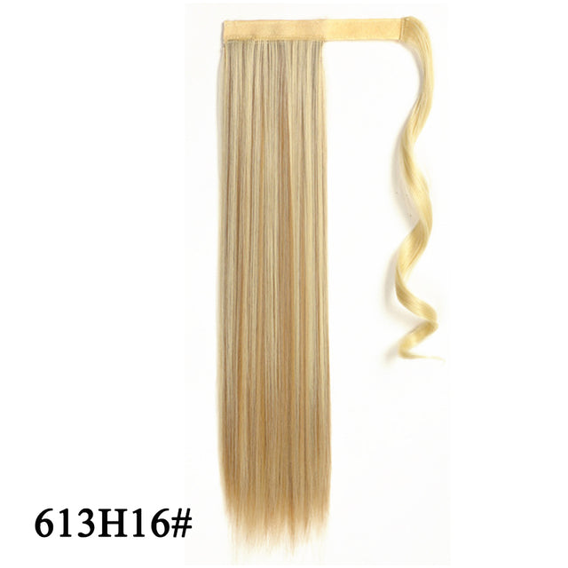 Leeons 20&#39;&#39; Synthetic Ponytail Hair pieces Heat Resistant Fiber Straight Ribbon Clip In Hair Extension 21 colors Brown Black