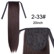 Leeons 20&#39;&#39; Synthetic Ponytail Hair pieces Heat Resistant Fiber Straight Ribbon Clip In Hair Extension 21 colors Brown Black