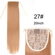 Leeons 20&#39;&#39; Synthetic Ponytail Hair pieces Heat Resistant Fiber Straight Ribbon Clip In Hair Extension 21 colors Brown Black