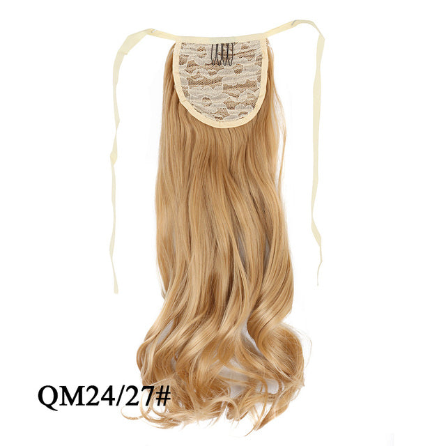 Leeons 20&#39;&#39; Synthetic Ponytail Hair pieces Heat Resistant Fiber Straight Ribbon Clip In Hair Extension 21 colors Brown Black