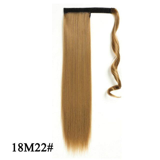 Leeons 20&#39;&#39; Synthetic Ponytail Hair pieces Heat Resistant Fiber Straight Ribbon Clip In Hair Extension 21 colors Brown Black