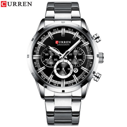 Curren Men&#39;s Watch Blue Dial Stainless Steel Band Date Mens