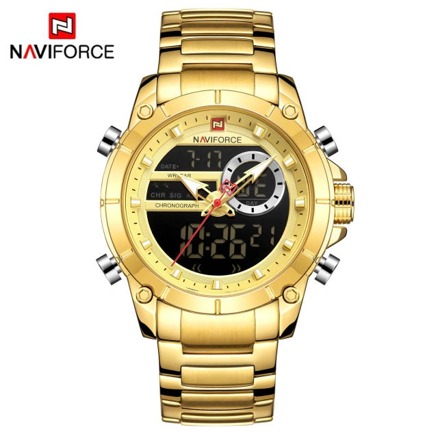 NAVIFORCE Men Military Sport Wrist Watch Gold