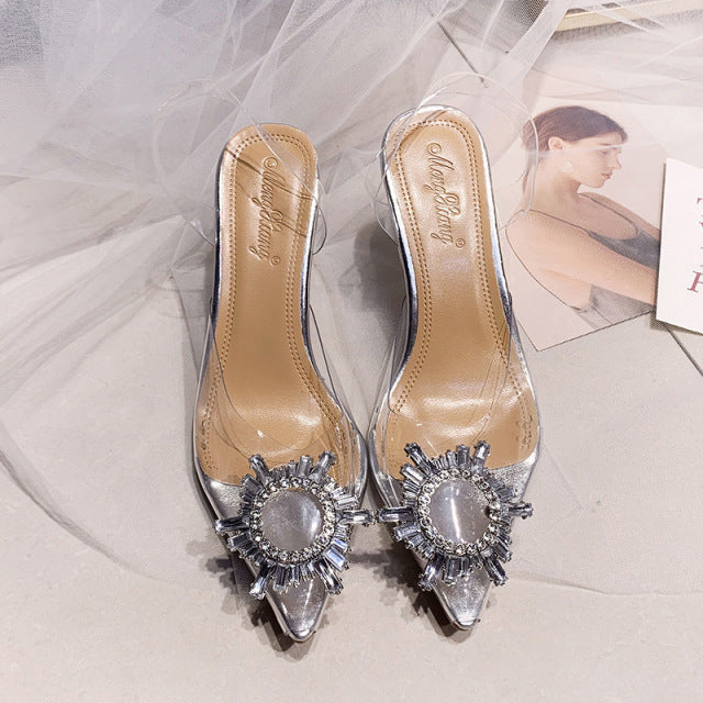 Transparent PVC Sandals Women Pointed