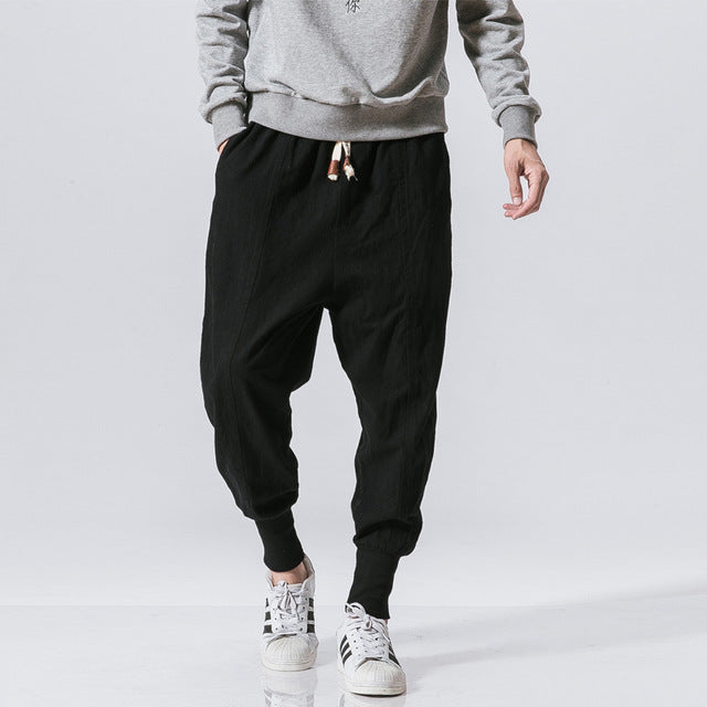 Chinese Style Harem Pants Men Streetwear Casual Joggers Mens Pants