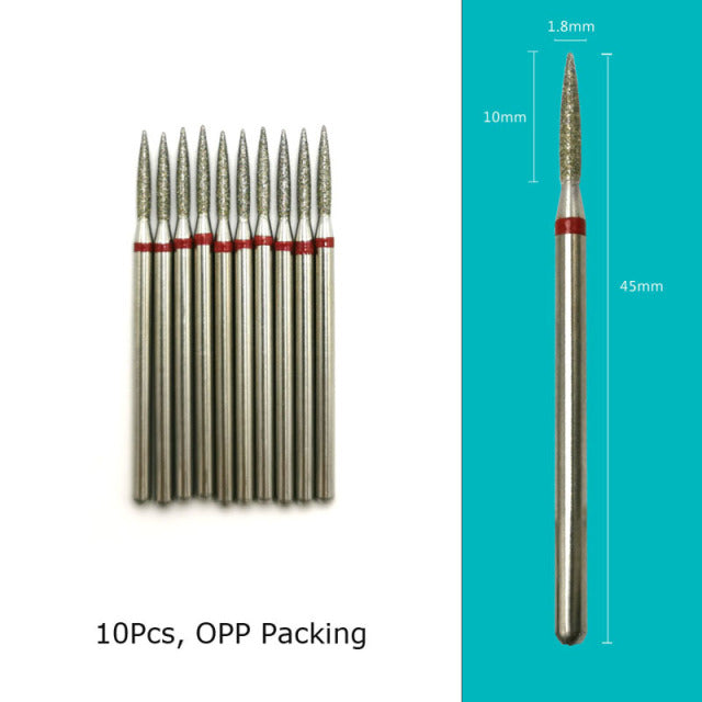 HYTOOS 10pcs/Set Nail Drill Bits Diamond Cutters