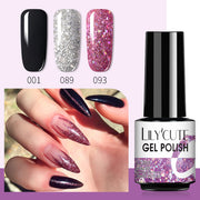 LILYCUTE 3 PCS Gel Polish Set Winter Color Glitter Sequins Matte Effect Gel Long Lasting Base Top Coat Nail Art Design Hybrid