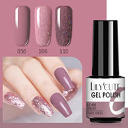 LILYCUTE 3 PCS Gel Polish Set Winter Color Glitter Sequins Matte Effect Gel Long Lasting Base Top Coat Nail Art Design Hybrid