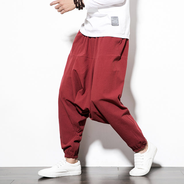 Chinese Style Harem Pants Men Streetwear Casual Joggers Mens Pants