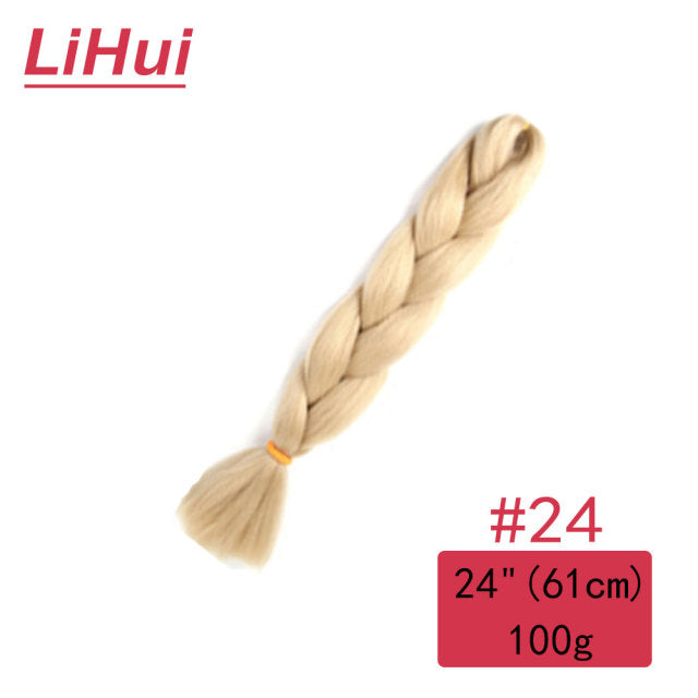 Lihui 24 Inches Jumbo Braid Synthetic Braiding Hair Ombre Jumbo Hair Extension For Women DIY Hair Braids Pink Purple Yellow Gray