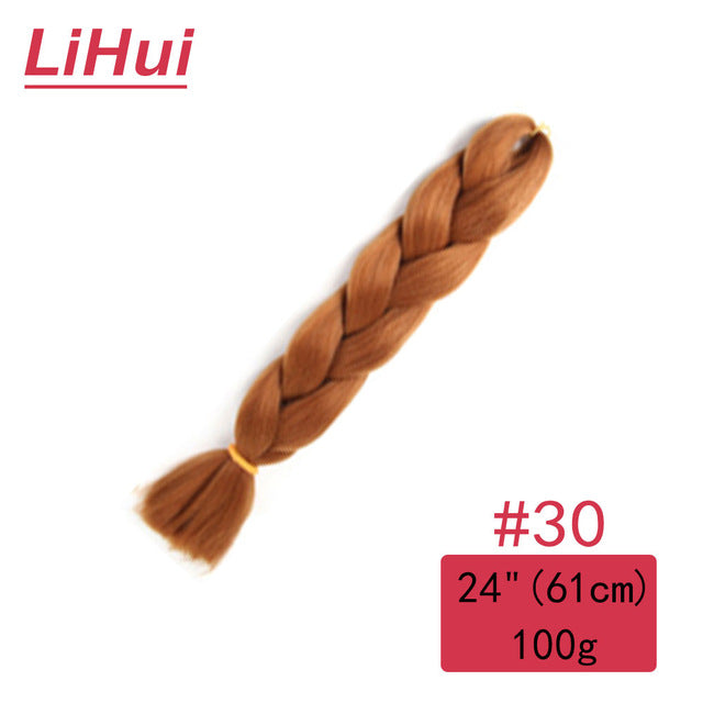 Lihui 24 Inches Jumbo Braid Synthetic Braiding Hair Ombre Jumbo Hair Extension For Women DIY Hair Braids Pink Purple Yellow Gray