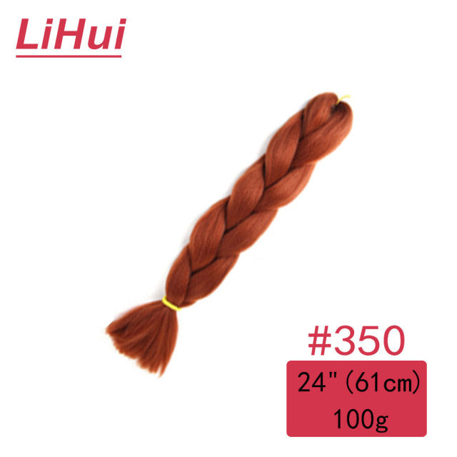 Lihui 24 Inches Jumbo Braid Synthetic Braiding Hair Ombre Jumbo Hair Extension For Women DIY Hair Braids Pink Purple Yellow Gray