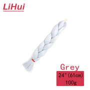 Lihui 24 Inches Jumbo Braid Synthetic Braiding Hair Ombre Jumbo Hair Extension For Women DIY Hair Braids Pink Purple Yellow Gray