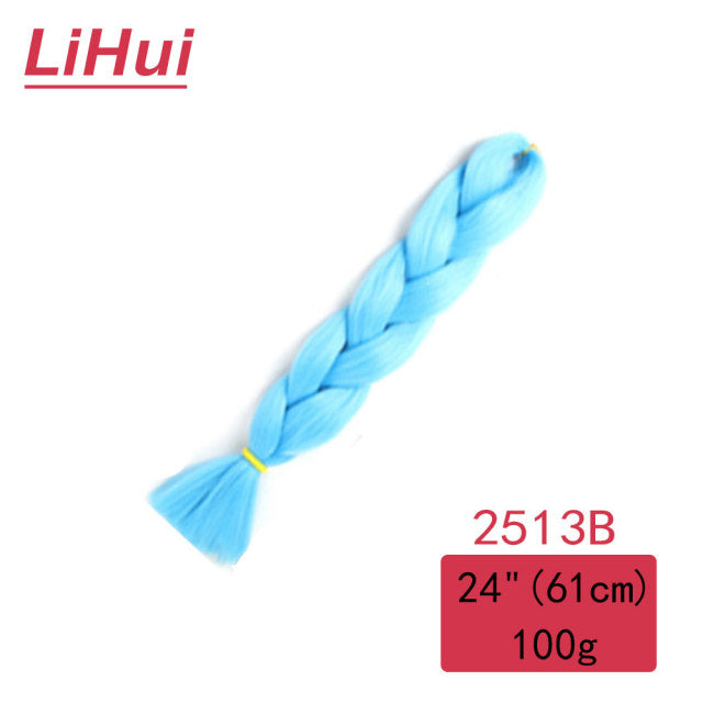 Lihui 24 Inches Jumbo Braid Synthetic Braiding Hair Ombre Jumbo Hair Extension For Women DIY Hair Braids Pink Purple Yellow Gray