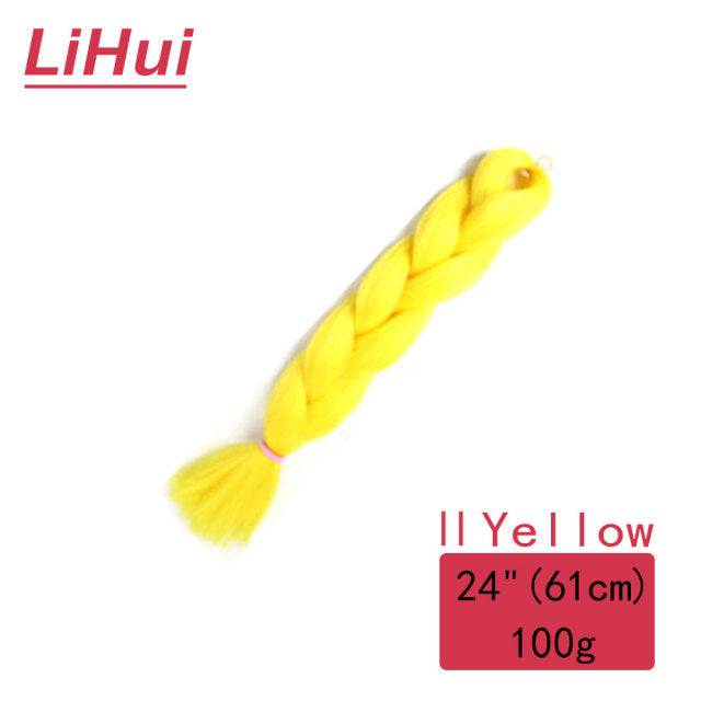 Lihui 24 Inches Jumbo Braid Synthetic Braiding Hair Ombre Jumbo Hair Extension For Women DIY Hair Braids Pink Purple Yellow Gray