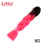 Lihui 24 Inches Jumbo Braid Synthetic Braiding Hair Ombre Jumbo Hair Extension For Women DIY Hair Braids Pink Purple Yellow Gray