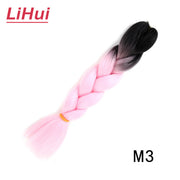 Lihui 24 Inches Jumbo Braid Synthetic Braiding Hair Ombre Jumbo Hair Extension For Women DIY Hair Braids Pink Purple Yellow Gray