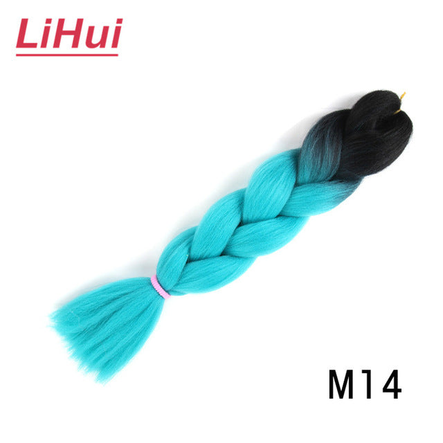 Lihui 24 Inches Jumbo Braid Synthetic Braiding Hair Ombre Jumbo Hair Extension For Women DIY Hair Braids Pink Purple Yellow Gray