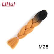 Lihui 24 Inches Jumbo Braid Synthetic Braiding Hair Ombre Jumbo Hair Extension For Women DIY Hair Braids Pink Purple Yellow Gray