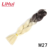 Lihui 24 Inches Jumbo Braid Synthetic Braiding Hair Ombre Jumbo Hair Extension For Women DIY Hair Braids Pink Purple Yellow Gray