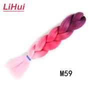 Lihui 24 Inches Jumbo Braid Synthetic Braiding Hair Ombre Jumbo Hair Extension For Women DIY Hair Braids Pink Purple Yellow Gray