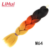 Lihui 24 Inches Jumbo Braid Synthetic Braiding Hair Ombre Jumbo Hair Extension For Women DIY Hair Braids Pink Purple Yellow Gray