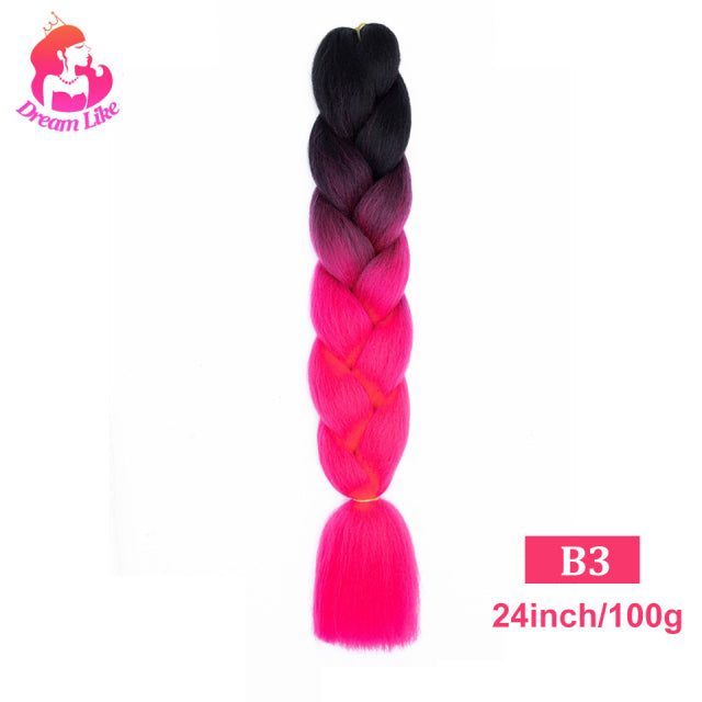 Dream Like 24 inch Ombre Color Synthetic Hair Braids Pre Stretched Wholesale