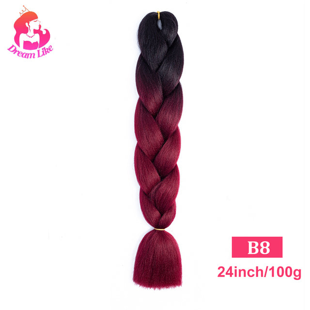 Dream Like 24 inch Ombre Color Synthetic Hair Braids Pre Stretched Wholesale