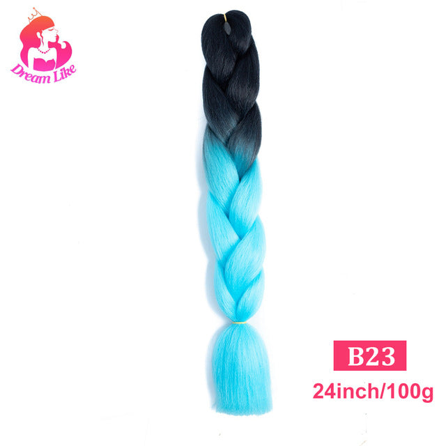 Dream Like 24 inch Ombre Color Synthetic Hair Braids Pre Stretched Wholesale