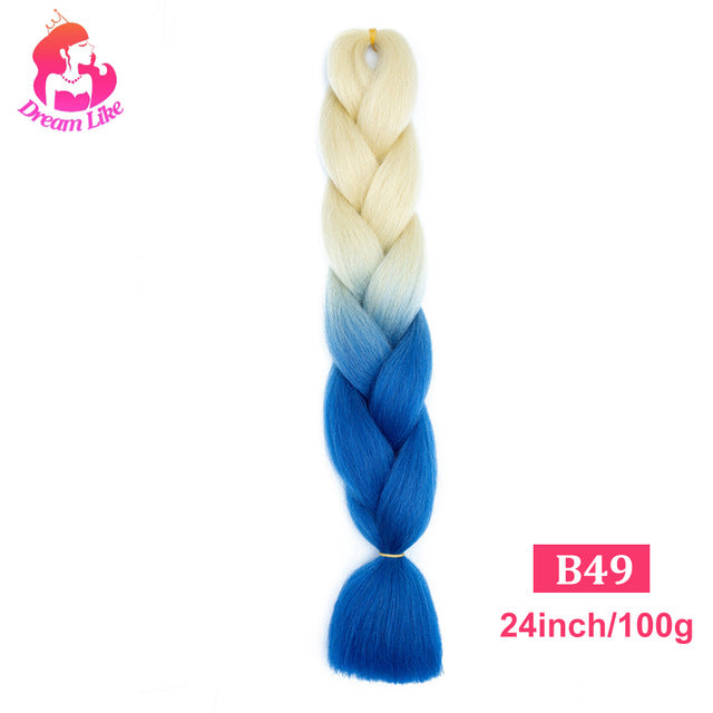 Dream Like 24 inch Ombre Color Synthetic Hair Braids Pre Stretched Wholesale