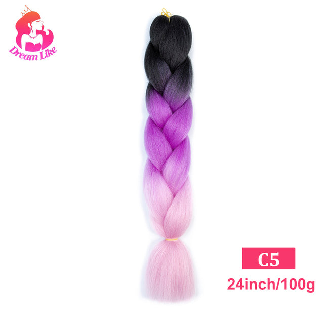 Dream Like 24 inch Ombre Color Synthetic Hair Braids Pre Stretched Wholesale