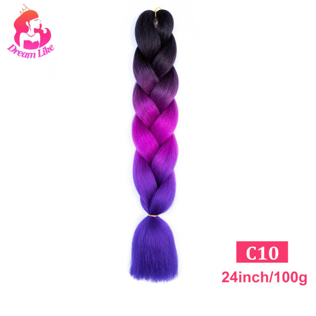 Dream Like 24 inch Ombre Color Synthetic Hair Braids Pre Stretched Wholesale