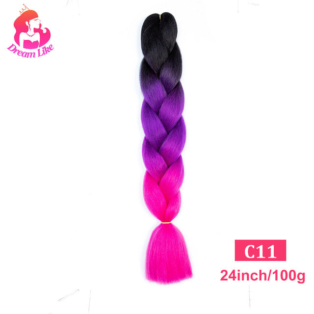 Dream Like 24 inch Ombre Color Synthetic Hair Braids Pre Stretched Wholesale