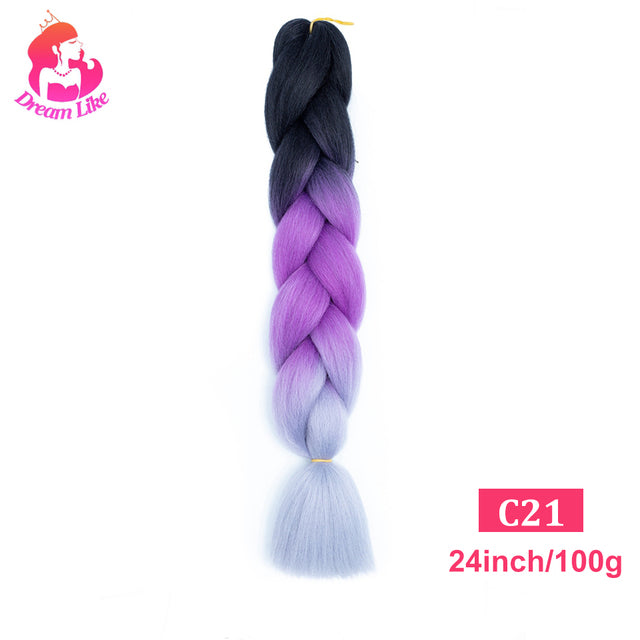 Dream Like 24 inch Ombre Color Synthetic Hair Braids Pre Stretched Wholesale