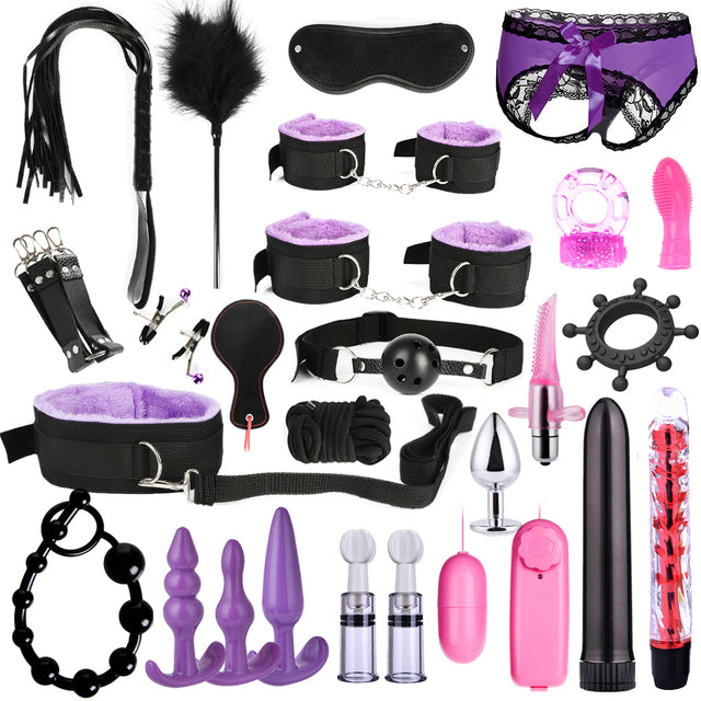 BDSM Kits Adults Sex Toys For Women Men Handcuffs Nipple Clamps