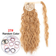 Leeons 20&#39;&#39; Synthetic Ponytail Hair pieces Heat Resistant Fiber Straight Ribbon Clip In Hair Extension 21 colors Brown Black