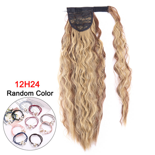 Leeons 20&#39;&#39; Synthetic Ponytail Hair pieces Heat Resistant Fiber Straight Ribbon Clip In Hair Extension 21 colors Brown Black