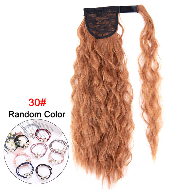 Leeons 20&#39;&#39; Synthetic Ponytail Hair pieces Heat Resistant Fiber Straight Ribbon Clip In Hair Extension 21 colors Brown Black