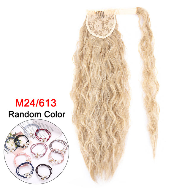 Leeons 20&#39;&#39; Synthetic Ponytail Hair pieces Heat Resistant Fiber Straight Ribbon Clip In Hair Extension 21 colors Brown Black